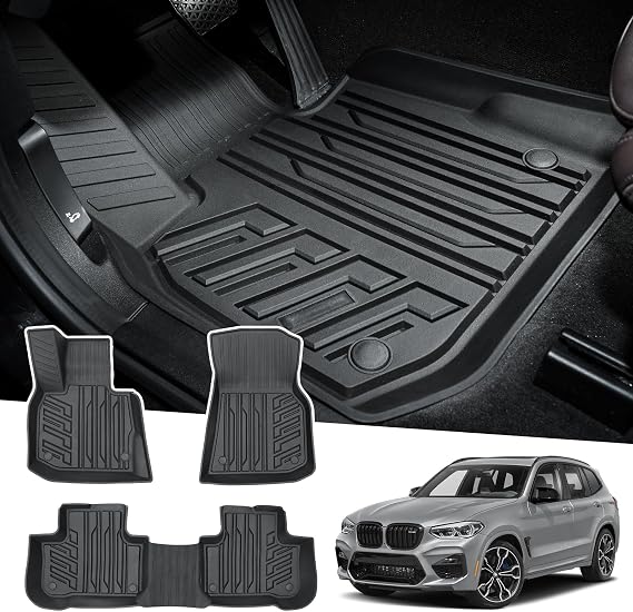 Powerty Floor Mats for 2018-2024 BMW X3 / 2019-2024 BMW X4 (Fit All Models) All Weather 3D TPE Anti-Slip Car Liners for 1st & 2nd Row Accessories
