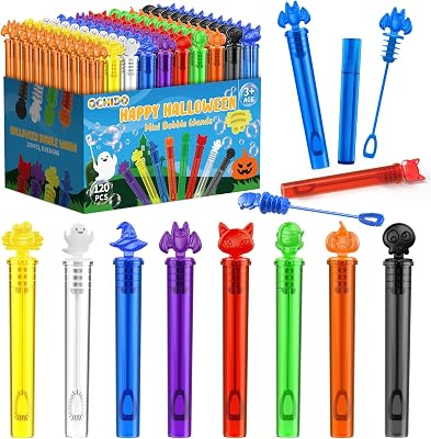 OCHIDO Halloween Party Favors for Kids Goodie Bag Fillers Gifts -120 Pack Halloween Themed Mini Bubble Set for Halloween Treats School Classroom Rewards Gifts,Trick Or Treat Goodie Toys Bulk
