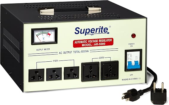 Superite AR-5000 5000W Voltage Converter Regulator Heavy Duty Step Up/Down 110/120/220/240V