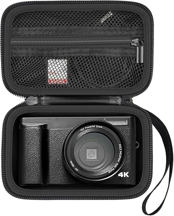 Digital Camera Case for Travel & Cruises, Case Only, Black Inner | for Duluvulu for Oiadek for Zostuic for TEBNGIHNM for Canon G7 X Mark III/II 4K Vlogging Camera, Mesh Pocket, Wrist Strap
