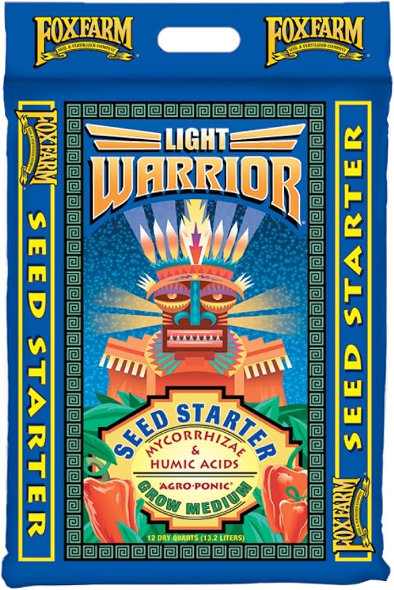 FoxFarm Light Warrior Seed Starter Growing Medium, 12 Quart - Beneficial for Seed Germination and Root Development, Indoor/Outdoor Cultivation - Ideal Nutrition for Plant Seedlings