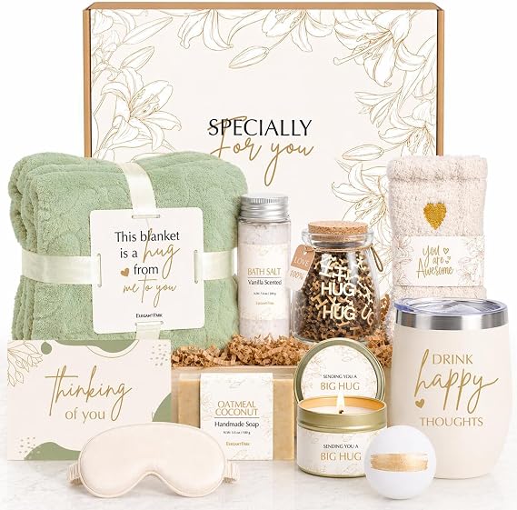 ELEGANTPARK Care Package for Women Self Care Gift Box with Tumbler | Get well soon and thinking of you spa basket with 12oz insulated tumbler for friend, mom, sister, boss or coworker gifts