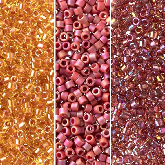 Miyuki Delica Seed Beads Bundle: Size 11/0, Sugared Yam Collection DB103, DB1702, DB2306