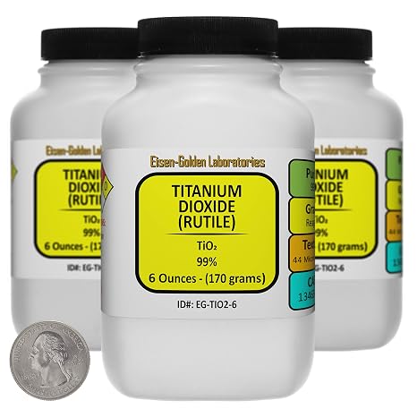 Titanium Dioxide Rutile [TiO2] 99% AR Grade Powder 1.1 Lb in Three Bottles