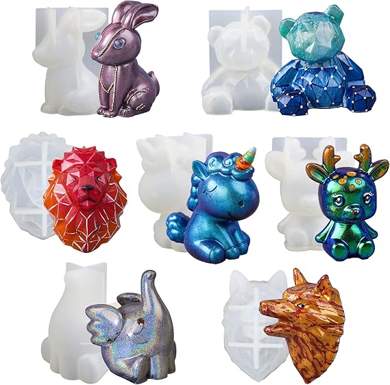 LET'S RESIN 7PCS Animal Resin Molds, Epoxy Resin Silicone Molds, Unicorn Resin Casting Molds for Handmade Candle, Resin Crafts DIY