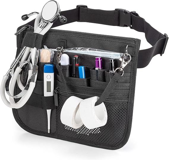 Damero Nurse Fanny Pack, Nurse Waist Bag with Tape Holder, Black