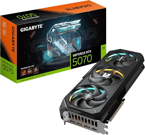 Gigabyte GeForce RTX 5070 Gaming OC 12G Graphics Card - 12GB GDDR7 192-bit PCI-E 5.0 2625MHz Core Clock x 3 DP 2.1a x HDMI 2.1b x 1 NVIDIA DLSS 4 GV-N5070GAMING OC-12GD