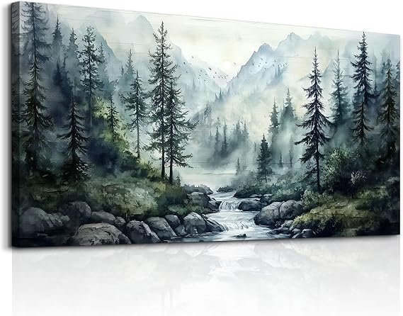 hyidecorart Forest landscape painting Wall Art 8 x16 In