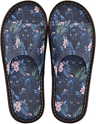 Women Men House Slippers Open Toes Travel Shoes Black Cat for Bathroom Pool Hotel Spa Beach