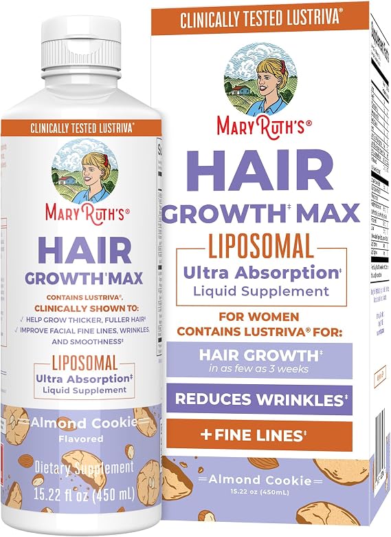 MaryRuth's Hair Growth Max Liposomal 10000mcg Biotin, Thicker Hair, 15.22oz | Lustriva + Pumpkin Seed Oil, Hair Care, Wrinkles, Fine Lines, Skin Care, Ages 18+