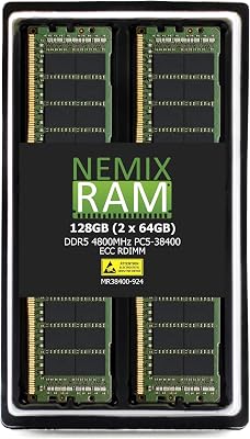 NEMIX RAM 128GB 2X64GB DDR5 4800MHZ PC5-38400 2Rx4 1.1V CL40 288-PIN ECC RDIMM Registered Server Memory KIT Compatible with Dell PowerEdge XE9680 Rack Server