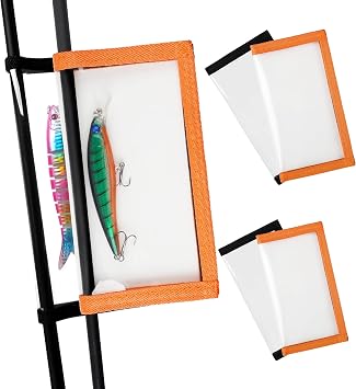 Fishing Lure Wraps for Fishing Rod with Velcro 4 Packs Bait Storage Covers Clear PVC Lure Protector Medium Large Sizes