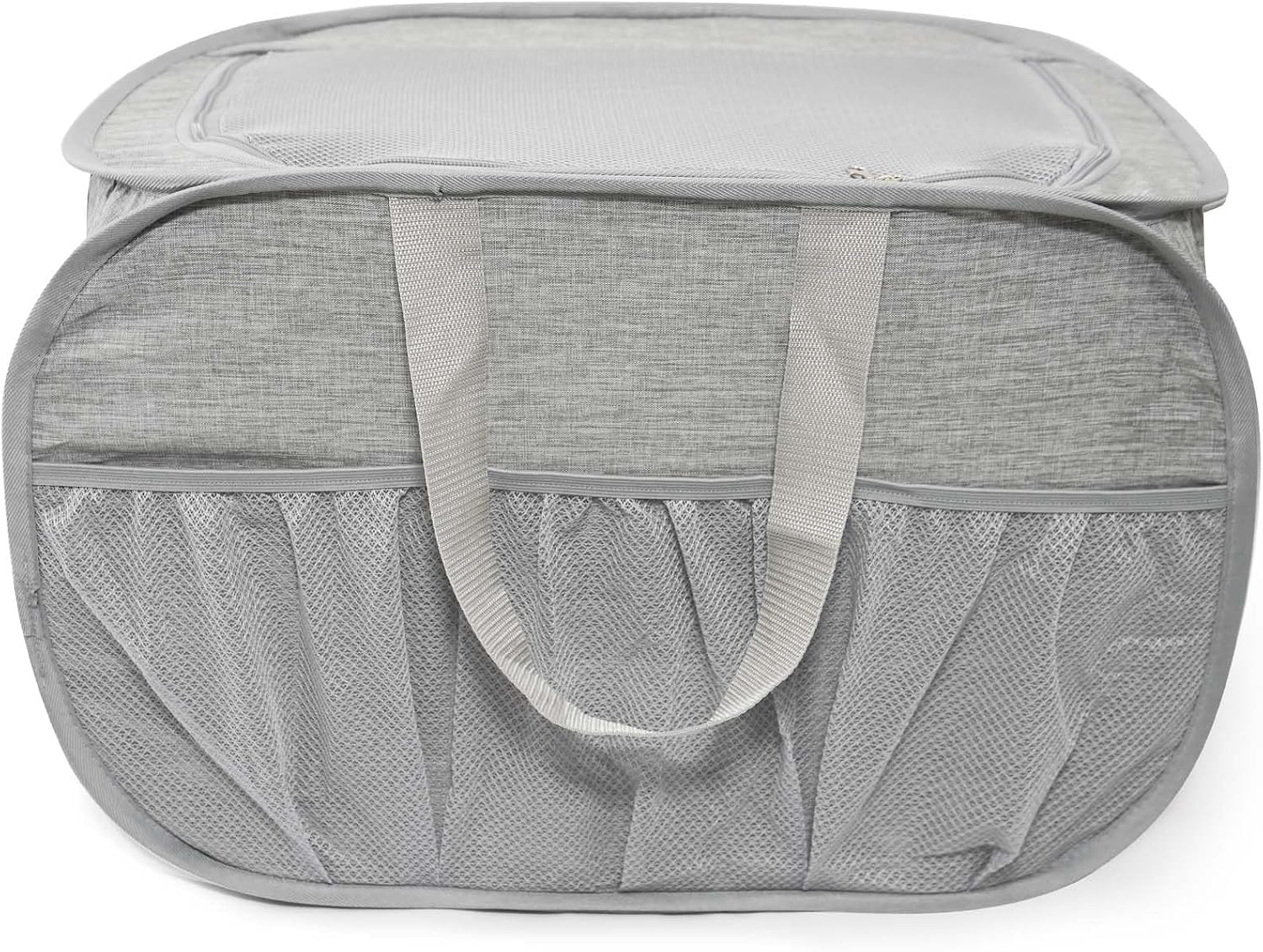 Collapsible Laundry Baskets, Tear Proof Pop Up Laundry Hamper with Lid, Dual Handles Durable Foldable Laundry Basket, Easy to Carry Laundry Hamper for Home, Laundry Room, Bedroom, Dorm, Travel Grey
