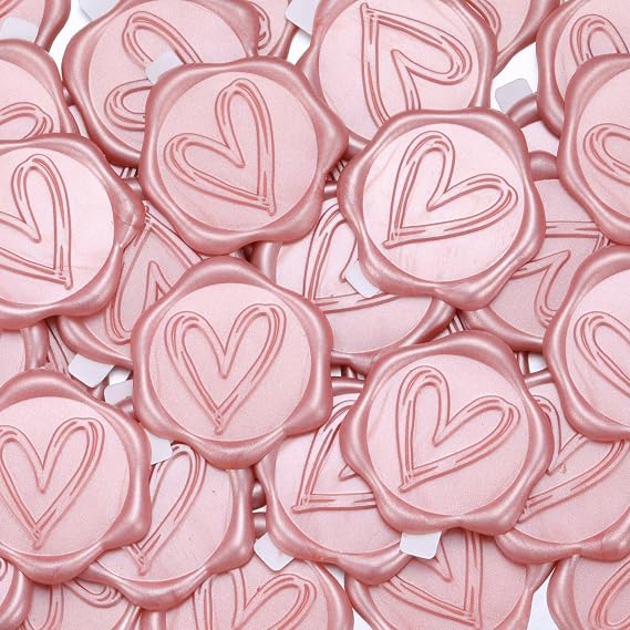 50Pcs Heart Wax Seal Stickers, 29mm Pink Envelope Seal Stickers