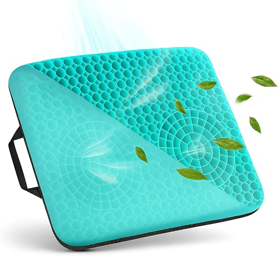 Gel Seat Cushion for Tailbone Support and Relief from Butt and Back Pain and Pressure - Cushions are Large Thick and Comfortable - Ideal for Office Chairs Driving Travel and Long Sitting