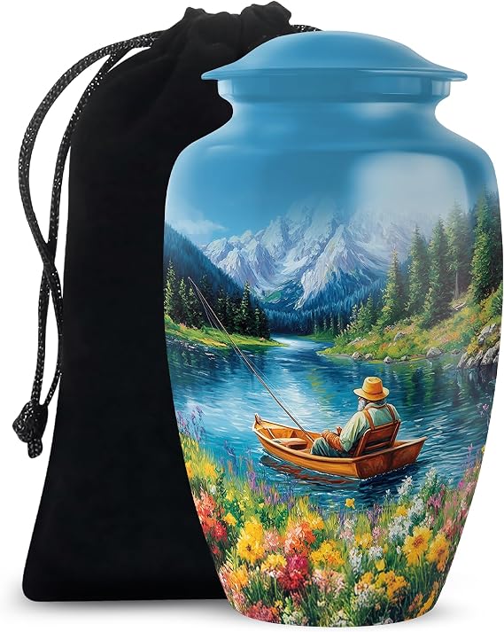 YATSKIA Fishing Urns for Human Ashes Adult Man, Cremation Urns for Human Ashes, Burial Urns, Memorial and Funeral Ashes Holder (Classic Large Urn, 10 Inch)