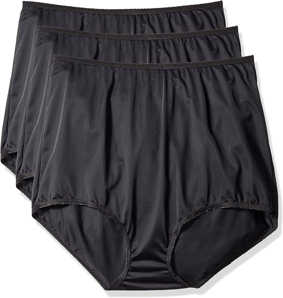 Shadowline Women's Plus-Size Panties - Seamless Nylon Brief (3 Pack)