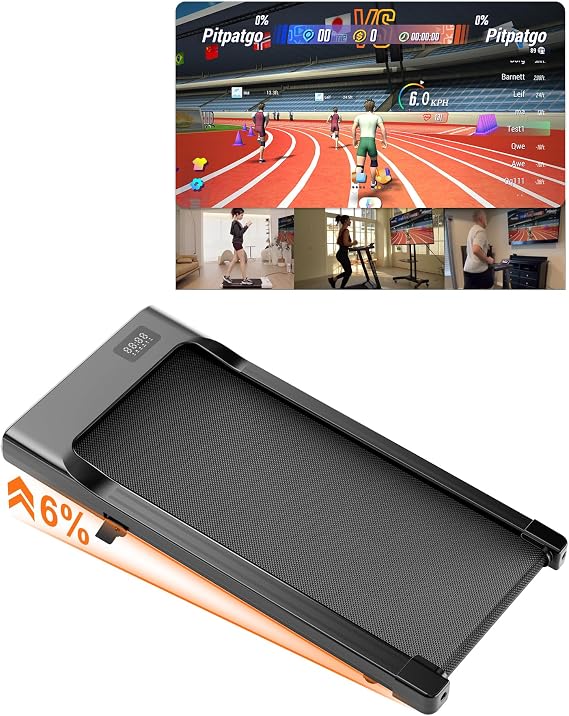 Superun Walking Pad Raceable 6% Incline 2.5HP Under Desk Treadmill 136KG Capacity 6/ 12KM/H Foldable Treadmill with HIIT & MIIT Programs APP Control Portable Walking Machine for Home