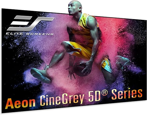 Elite Screens Aeon CineGrey 5D 165 inch Diag. 16:9, Edge Free Ceiling Light Rejecting and Ambient Light Rejecting (CLR/ALR) Fixed Frame Projection Projector Screen for Movie Home Theater, AR165DHD5 | 16:9, Edge-Free Design, Ceiling & Ambient Light Rejecting, Wall Mounted, Standard Throw Compatible for Home Theater