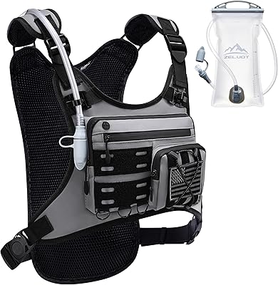 Running Vest with 2L Water Bladder, Hydration Backpack, USA Original Patent, Lightweight Hydration Pack with Gear Holder, Reflective Chest Pack for Men Women for Marathon