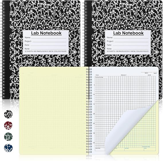 Affrolling 2 Pack Carbonless Lab Notebook Carbon Copy 8.5'' x 11''