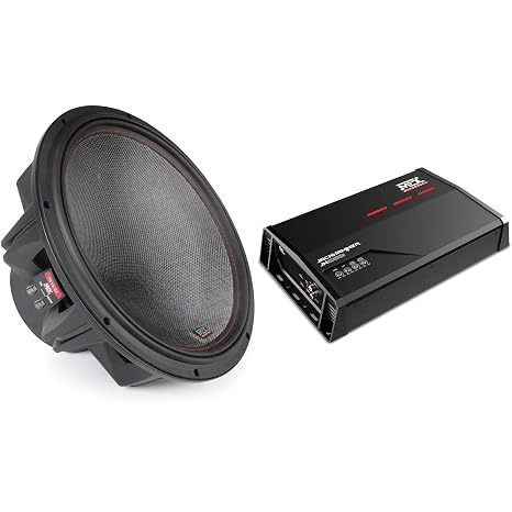 MTX 7515-22 75-Series 15" 750W RMS Dual 2-Ohm Subwoofer, and MTX JH10001 Jackhammer Series 1100W x 1 @ 1-Ohm Class D Mono Block Amplifier
