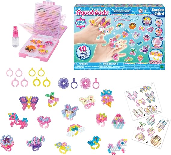 Aquabeads Design & Style Rings Complete Arts & Crafts Bead Kit for Children - Create 10 Unique Wearable Rings