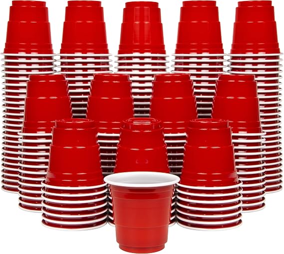 GoBig 200 Pack 2 oz Plastic Shot Cups - Mini 2oz Party Cups, Red