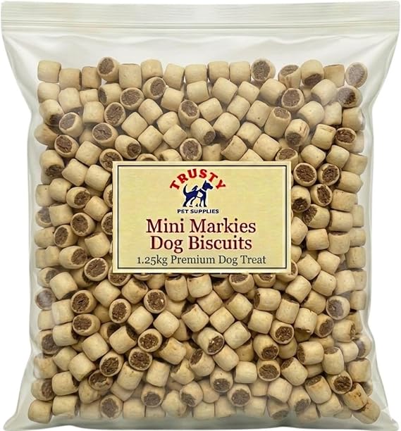 Mini Markies Dog Biscuits 1.25kg | Crunchy Dog Biscuit with Meaty Centre | Training Treats for Dogs | Treats for Small Dogs, Medium & Senior | Small Dog Biscuit | by Trusty Pet Supplies