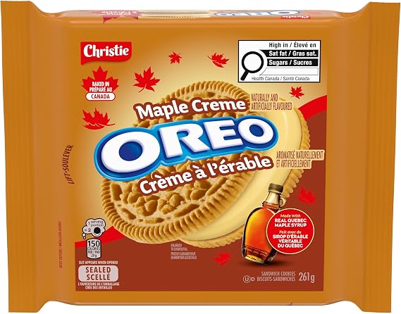 OREO, Maple Creme Sandwich Cookie, Made with Real Quebec Maple Syrup, 261 g