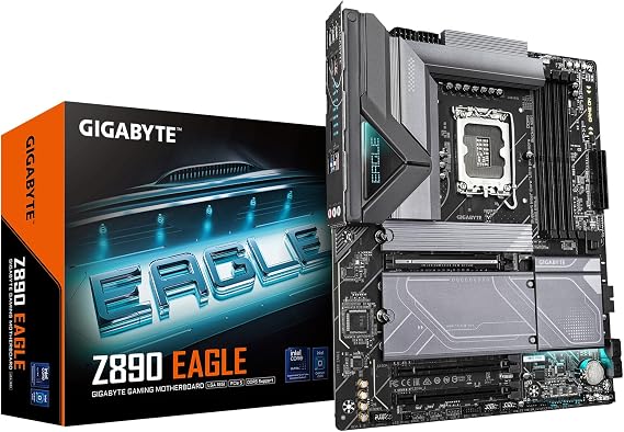 GIGABYTE Z890 Eagle Anakart - Intel Core Ultra (Seri 2), VRM 14+1+2 Fazlı işlemciler, 8800 MHz DDR5 (OC), 1 x PCIe 5.0 M.2 + 3 x PCIe 4.0 M.2, 2,5GbE LAN, USB4