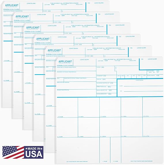 National Gun Trusts - Made in USA - FD-258 Fingerprint Cards 2026, 6 pack - 11-1-20 Version