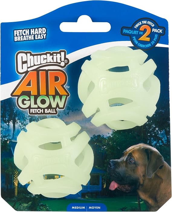 Chuckit! Air Glow Fetch Ball Dog Toy, Medium 2.5in, 2 Pack