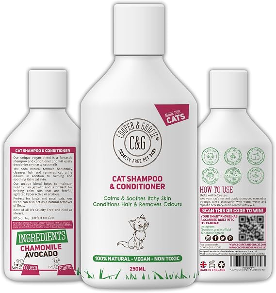 Cooper and Gracie Cat Shampoo and Conditioner for Indoor Cats, Itchy Skin