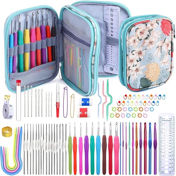Mayboos 96 Pack Crochet Hooks Set, Ergonomic Crochet Hooks Weave Yarn Kits with Storage Case and Crochet Needle Accessories, Crochet Needles Kit for Beginners and Experienced Crochet Hook