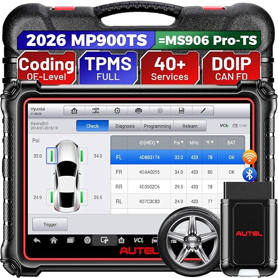 Autel MaxiPRO MP900-TS OBD2 Scanner With TPMS Relearn/Reset/Programming | Full TPMS Scan Tool as MS906Pro-TS, Advanced ECU Coding, 40+ Services, 3000+ Bidirectional Tool, Auto Scan 2.0, DoIP CANFD