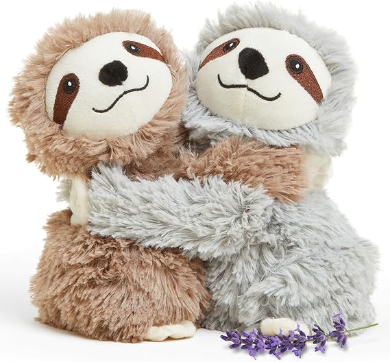 warmies Hugs Duo, Microwavable & Weighted Stuffed Animals, Sloth - Heated Stuffed Animal Plushie for Warmth & Comfort - Cute Soft Plush Toys for Adults & Children (Boys, Girls, Babies & Toddlers)