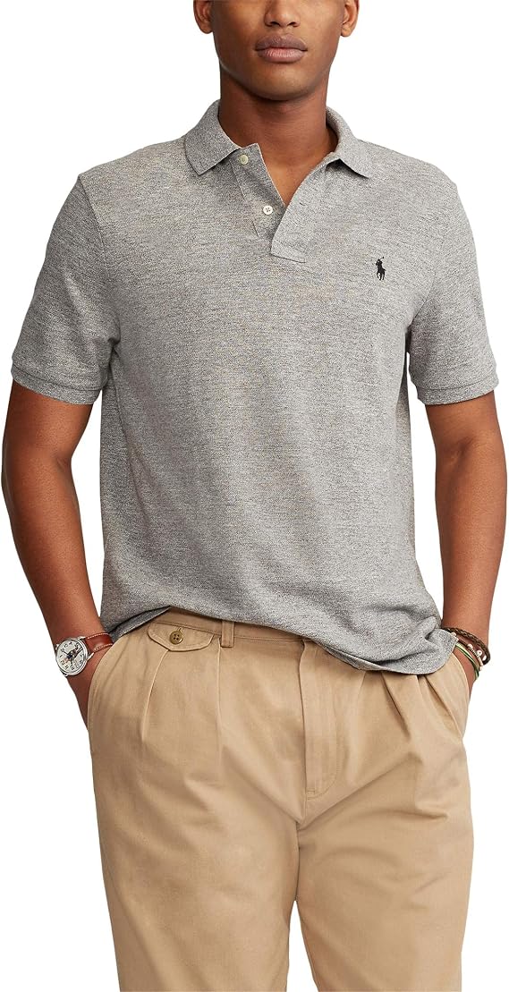 POLO RALPH LAUREN Men's New Classic Fit Polo Shirt, Canterbury Heather, Grey, L