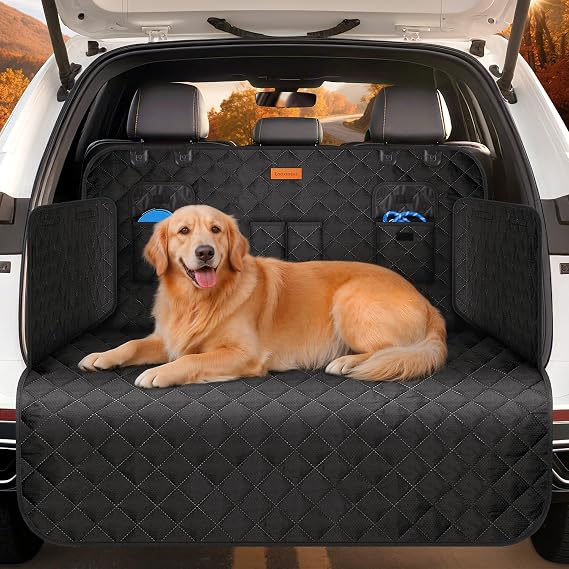 Car Boot Protector, Waterproof NonSlip Heat-pressed Dog Boot Liner | Bumper and Side Protection, Scratchproof, Universal Fit Thicken Dog Trunk Cover for Suv Truck Cars, Pet Travel, Easy to Clean