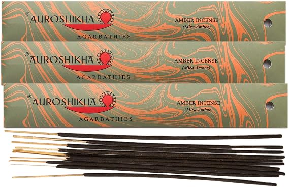 Auroshikha Incense - Amber - Classic Marble Incense (3 Pack)
