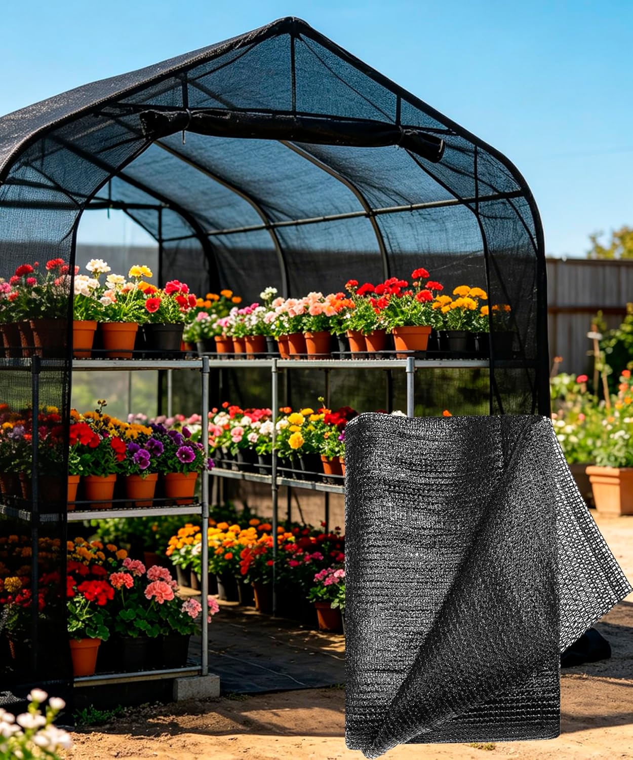 e.share Sun Shade Cloth, 40%-50% Sun Block Mesh Net, 3FT x 10FT Breathable Black Screen for Garden Greenhouse Patio Plants Vegetables Flowers