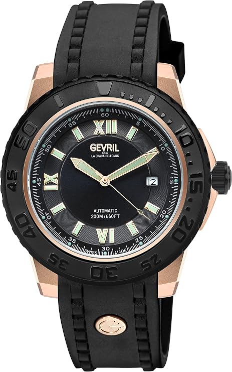 Gevril Seacloud Men's Automatic Watch, Genuine Leather Strap with Buckle