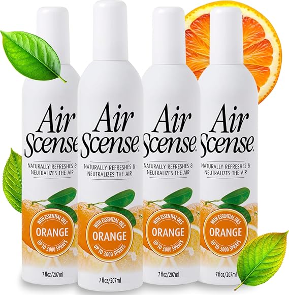 Air Scense Orange Natural Air Freshener, Room Spray, 4 Pack