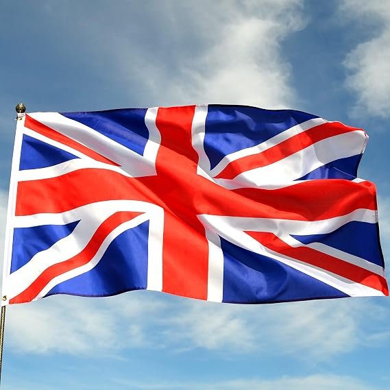 United Kingdom UK Flag (Union Jack, British) 3x5 Foot - Free British Flag Patch Included - Quality Polyester, Bright Vivid Colors, Durable Brass Grommets - Perfect Banner for Indoor/Outdoor