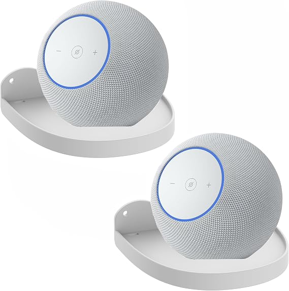 Wall Mount Holder for 2025 New Echo Studio / Echo Dot Max Compatible Echo Studio Speaker Stand Metal Holder Accessory Rack for Echo Dot Max Standing Speaker White, 2pcs