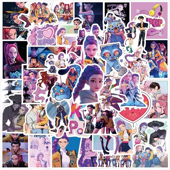 Demon Movie Hunters Stickers,110PCS Korean Idol Anime Style Stickers for Water Bottles,Waterproof Vinyl Decal for Teen Girl Adult Laptop Skateboard Phone Case Guitar Travel Case Bike Notebook