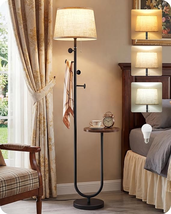 Floor Lamp with Table, Dimmable Floor Lamp for Living Room [Energy Class E]