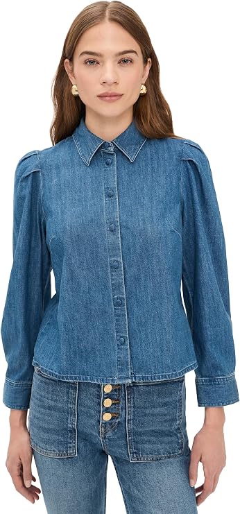 Madewell Women's Puff Sleeve Denim Shirt in Petersburg Wash