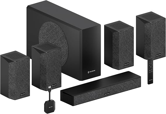 Valerion AWOL ThunderBeat 5.1.2 Wireless Dolby Atmos Home Theater System, 840W Power with Dedicated Center Channel, Subwoofer & Surround Speakers,lt;30ms Low Latency, for Projectors