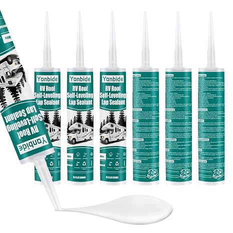 RV Silicone Sealant - RV Roof & Caulking White, Self-Leveling Lap Sealant (6 Pack) - Waterproof Sealing for Trailers, Motorhomes, Campers